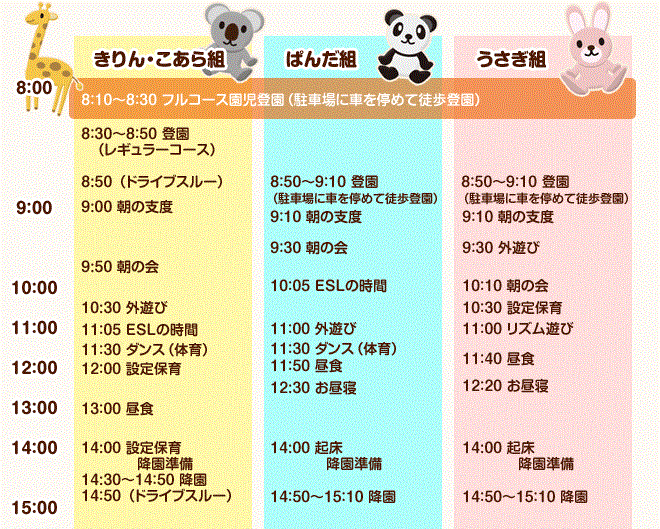 西大和学園サンノゼ校幼稚園 園での生活 1日の流れ お弁当の紹介